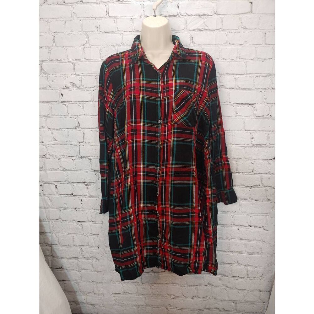 Old Navy Women's Size Large Red Multicolor Button Down Blouse